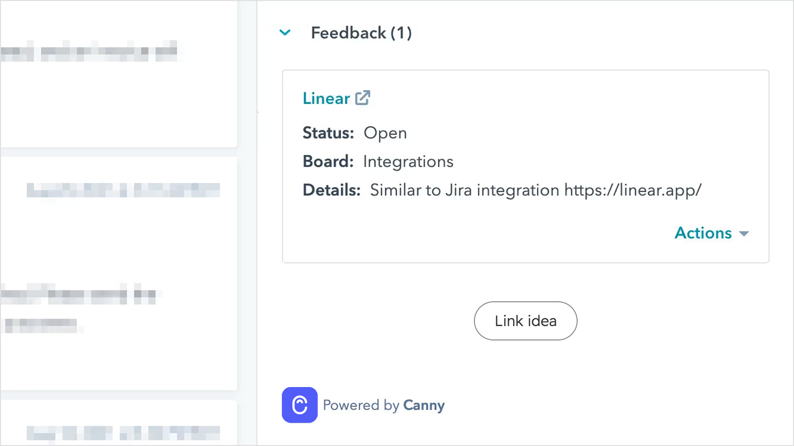 Linking to feedback inside HubSpot